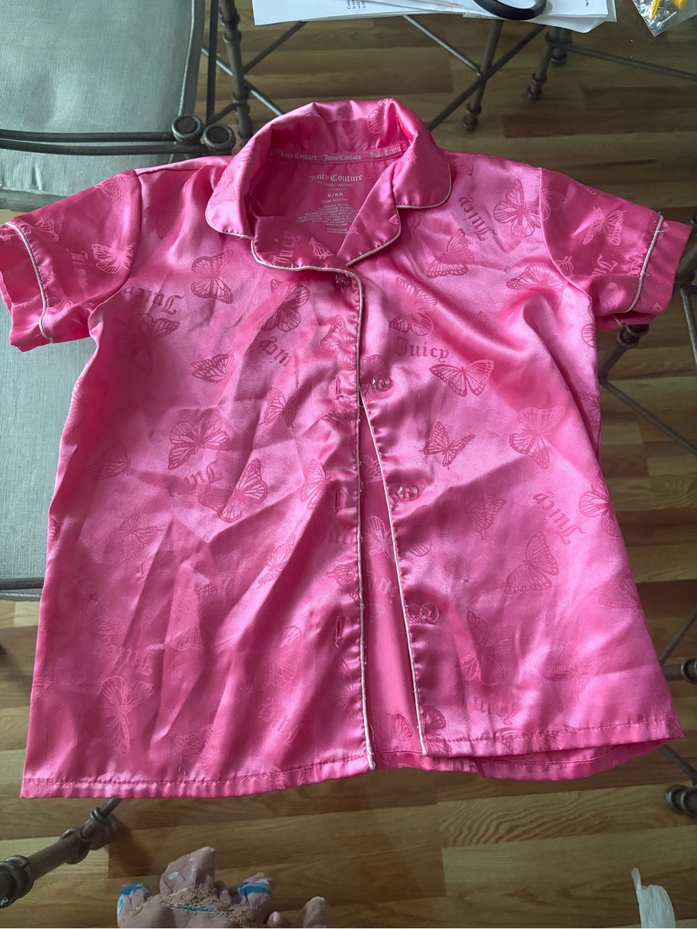 Juicy Couture Hot Pink Short-Sleeve Satin Sleep Shirt sz 6
